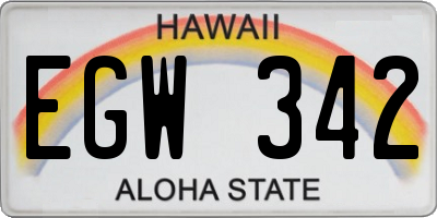 HI license plate EGW342