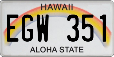 HI license plate EGW351