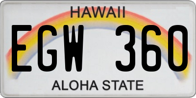 HI license plate EGW360