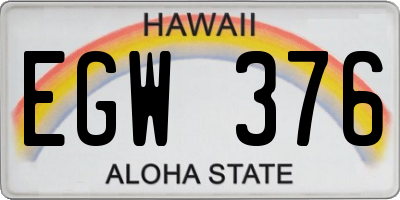 HI license plate EGW376
