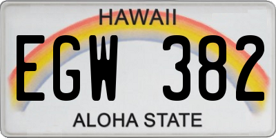 HI license plate EGW382