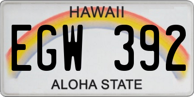 HI license plate EGW392