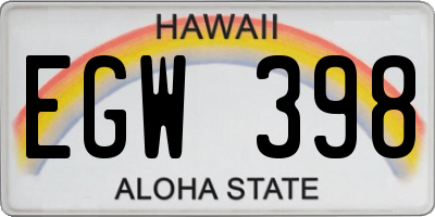 HI license plate EGW398
