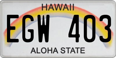 HI license plate EGW403