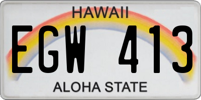 HI license plate EGW413