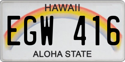 HI license plate EGW416