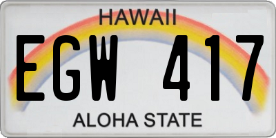 HI license plate EGW417