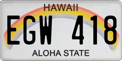 HI license plate EGW418