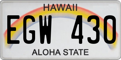 HI license plate EGW430