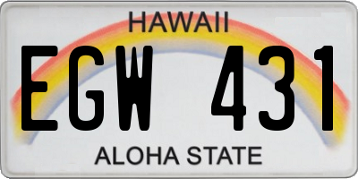 HI license plate EGW431