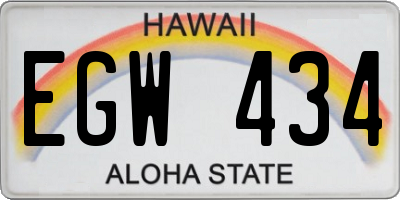 HI license plate EGW434
