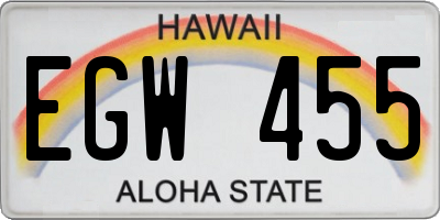 HI license plate EGW455
