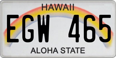 HI license plate EGW465