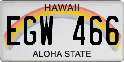 HI license plate EGW466