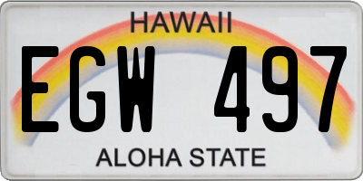 HI license plate EGW497