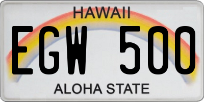 HI license plate EGW500