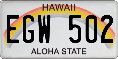 HI license plate EGW502
