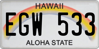 HI license plate EGW533