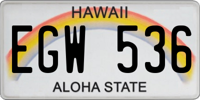 HI license plate EGW536
