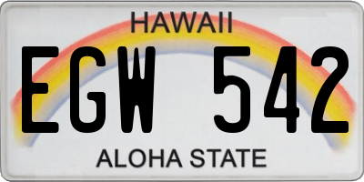 HI license plate EGW542