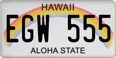 HI license plate EGW555