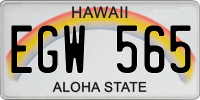 HI license plate EGW565
