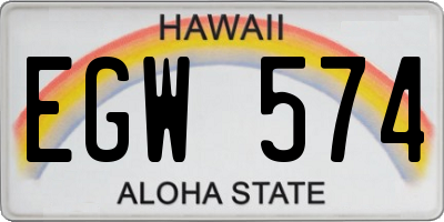 HI license plate EGW574