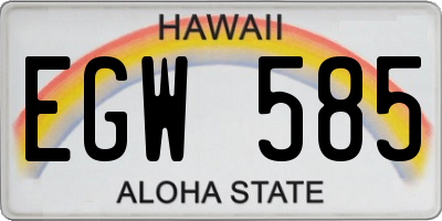 HI license plate EGW585