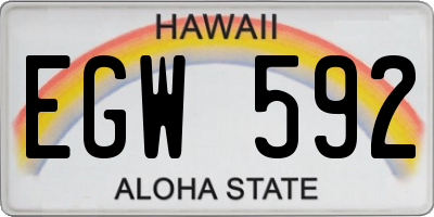 HI license plate EGW592