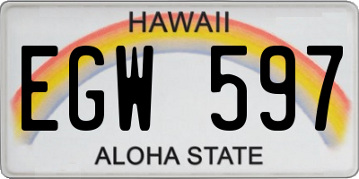 HI license plate EGW597