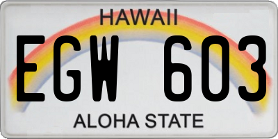 HI license plate EGW603