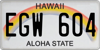 HI license plate EGW604