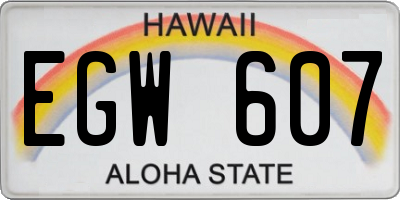 HI license plate EGW607