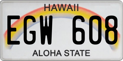 HI license plate EGW608