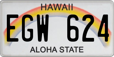 HI license plate EGW624
