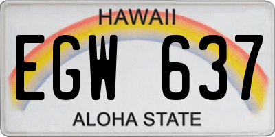 HI license plate EGW637