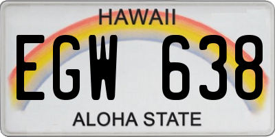 HI license plate EGW638