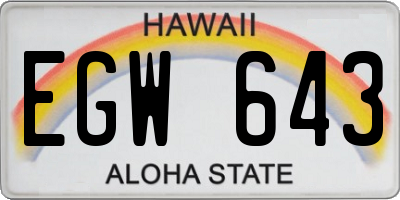 HI license plate EGW643