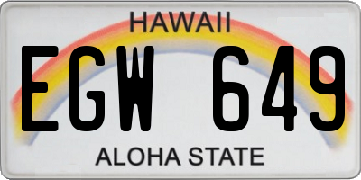 HI license plate EGW649