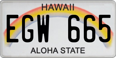 HI license plate EGW665