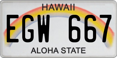 HI license plate EGW667