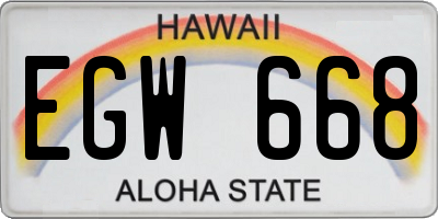 HI license plate EGW668
