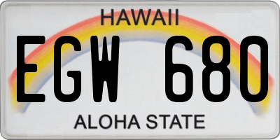 HI license plate EGW680