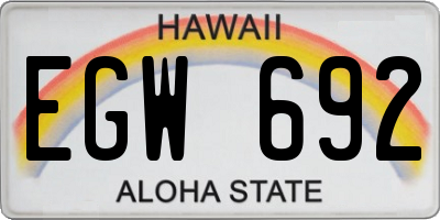 HI license plate EGW692