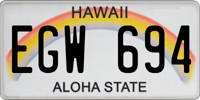 HI license plate EGW694