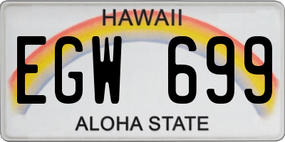 HI license plate EGW699