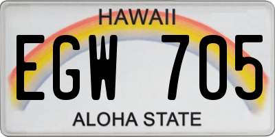 HI license plate EGW705