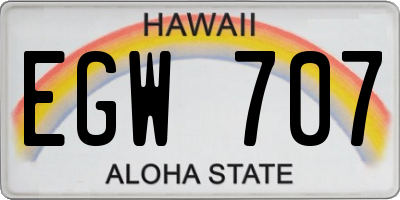 HI license plate EGW707