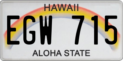 HI license plate EGW715
