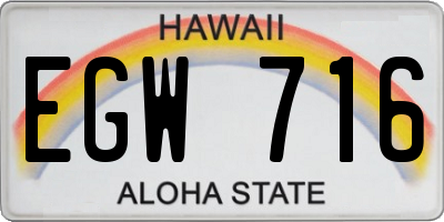 HI license plate EGW716